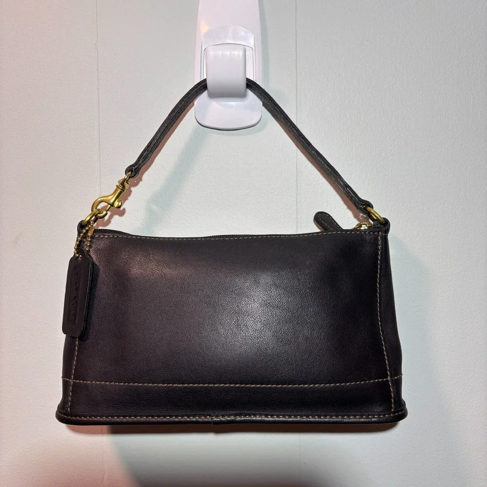 COACH 9311 Demi Bleecker Bag Black Leather Purse Vintage Baguettee USA E0C-9311